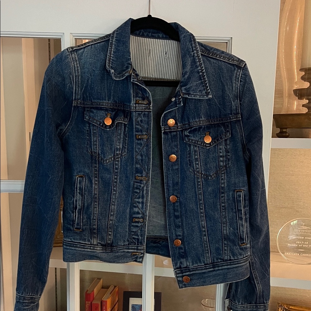 J. Crew Blue Denim Jacket with Copper Button
